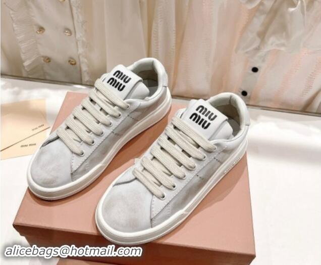 Top Grade Miu Miu Bleached Leather Sneakers White 813064