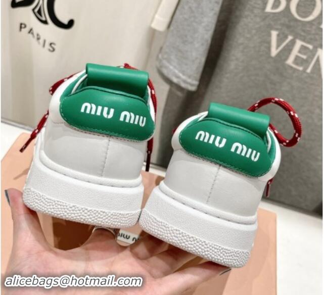 Best Price Miu Miu Leather Sneakers White/Green 813067