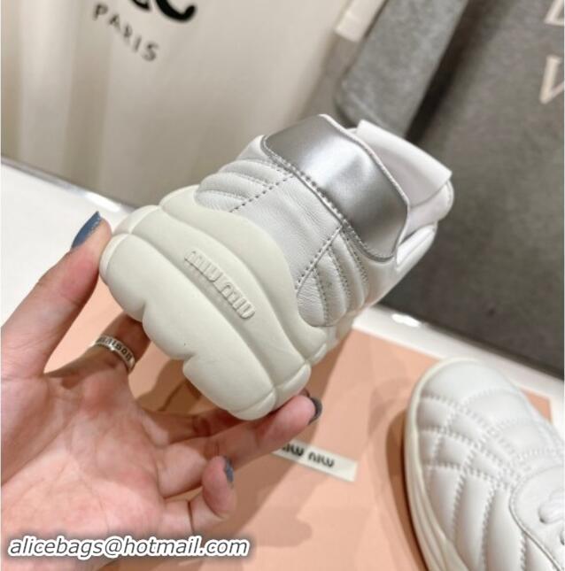 Buy Luxury Miu Miu Quilted Leather Sneakers White 813069