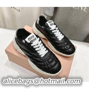 Unique Style Miu Miu Quilted Leather Sneakers Black 813070