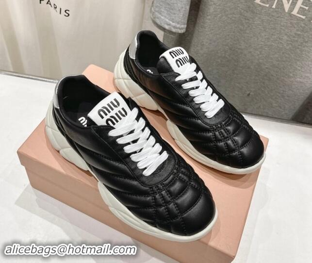 Unique Style Miu Miu Quilted Leather Sneakers Black 813070