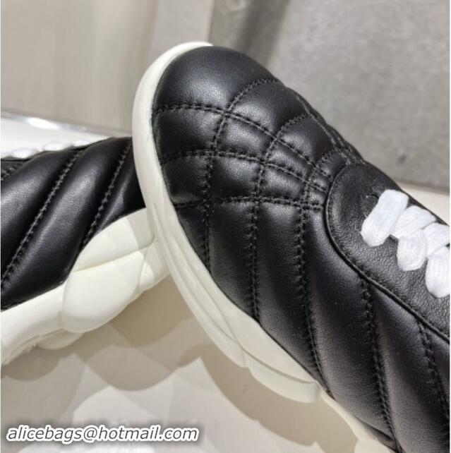 Unique Style Miu Miu Quilted Leather Sneakers Black 813070