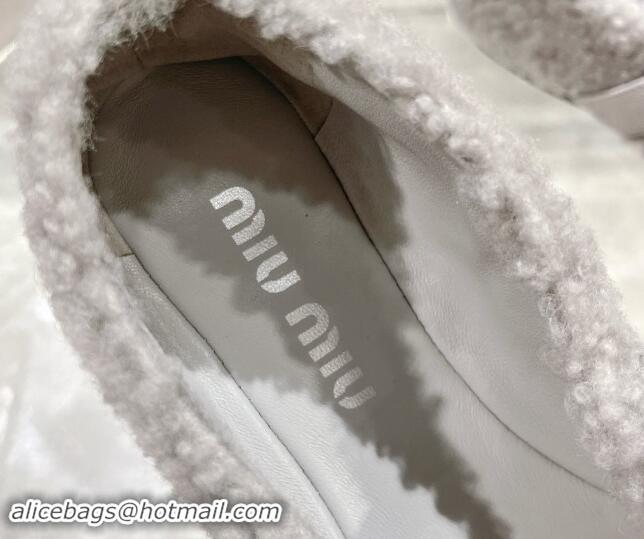 Good Product Miu Miu Wool Ballerinas Flat with Bow and Buckle Strap Grey 813074