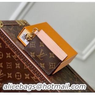 Promotional Louis Vuitton LV Charms Card Holder in Monogram Canvas and Leather M82739 Nude Pink