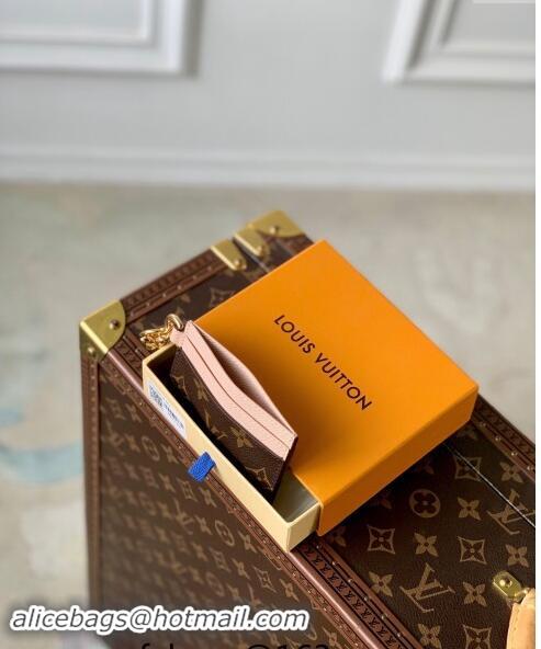 Promotional Louis Vuitton LV Charms Card Holder in Monogram Canvas and Leather M82739 Nude Pink