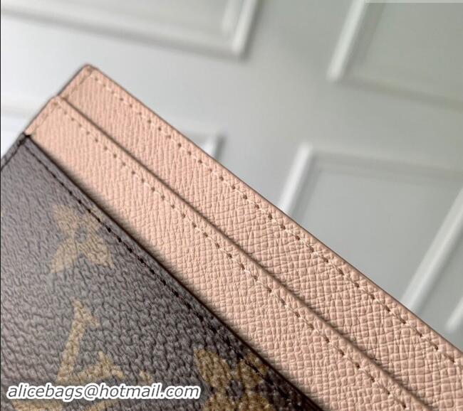 Promotional Louis Vuitton LV Charms Card Holder in Monogram Canvas and Leather M82739 Nude Pink