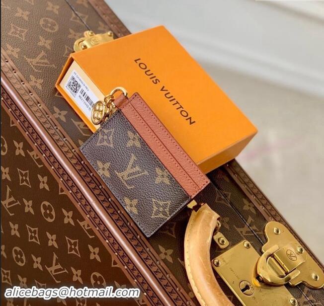 Inexpensive Louis Vuitton LV Charms Card Holder in Monogram Canvas and Leather M82739 Brown 2024