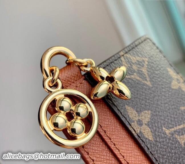 Inexpensive Louis Vuitton LV Charms Card Holder in Monogram Canvas and Leather M82739 Brown 2024