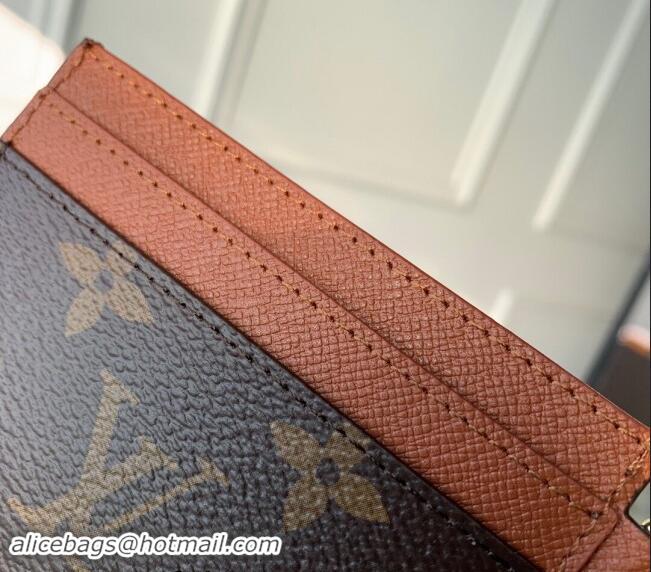 Inexpensive Louis Vuitton LV Charms Card Holder in Monogram Canvas and Leather M82739 Brown 2024