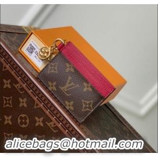 Super Quality Louis Vuitton LV Charms Card Holder in Monogram Canvas and Leather M82739 Burgundy 2024