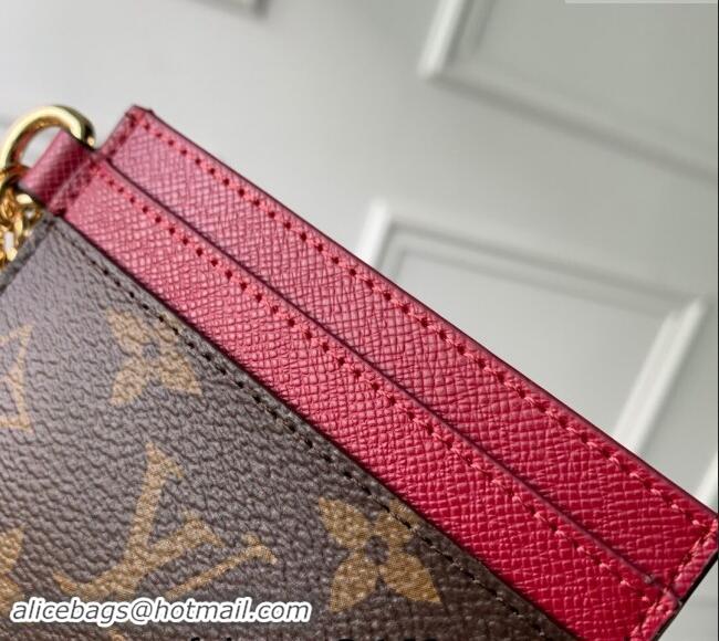 Super Quality Louis Vuitton LV Charms Card Holder in Monogram Canvas and Leather M82739 Burgundy 2024