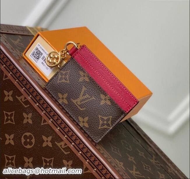 Super Quality Louis Vuitton LV Charms Card Holder in Monogram Canvas and Leather M82739 Burgundy 2024