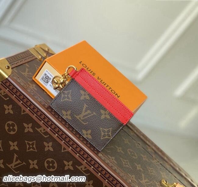 Promotional Louis Vuitton LV Charms Card Holder in Monogram Canvas and Leather M82739 Red 2024