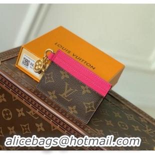 Big Discount Louis Vuitton LV Charms Card Holder in Monogram Canvas and Leather M82739 Fuchsia Pink 2024