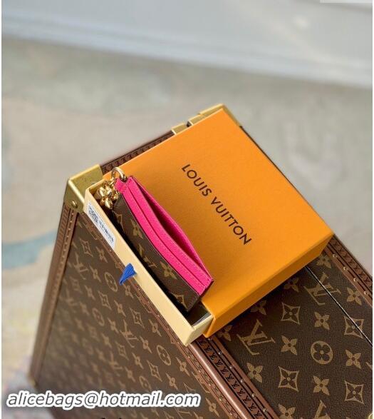 Big Discount Louis Vuitton LV Charms Card Holder in Monogram Canvas and Leather M82739 Fuchsia Pink 2024