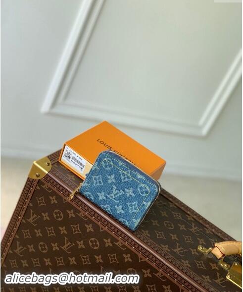 Reasonable Price Louis Vuitton Zippy Coin Purse Wallet in Blue Monogram Denim M82957 2024