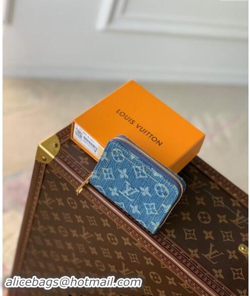 Reasonable Price Louis Vuitton Zippy Coin Purse Wallet in Blue Monogram Denim M82957 2024