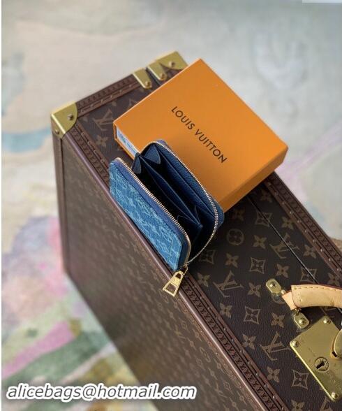 Reasonable Price Louis Vuitton Zippy Coin Purse Wallet in Blue Monogram Denim M82957 2024