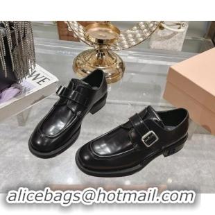 Grade Quality Miu Miu Leather brogue shoes Black 813085