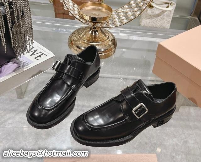 Grade Quality Miu Miu Leather brogue shoes Black 813085