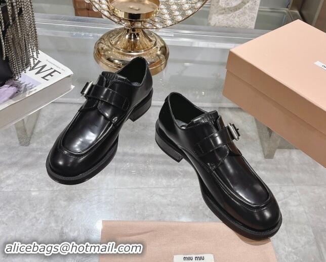 Grade Quality Miu Miu Leather brogue shoes Black 813085