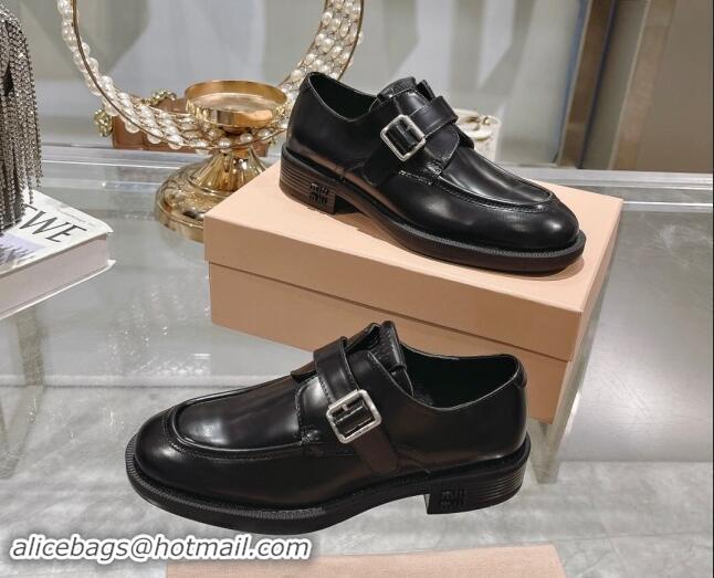 Grade Quality Miu Miu Leather brogue shoes Black 813085