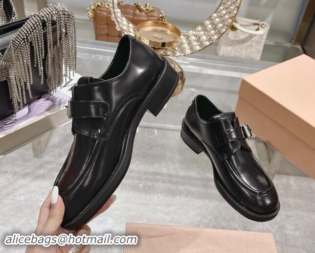 Grade Quality Miu Miu Leather brogue shoes Black 813085