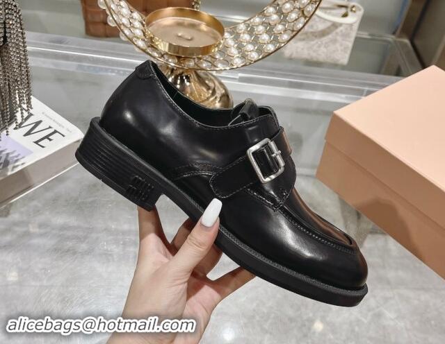 Grade Quality Miu Miu Leather brogue shoes Black 813085