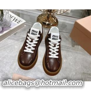 Best Grade Miu Miu Leather Sneakers Brown 813086