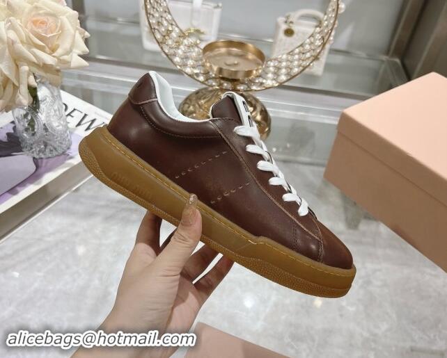 Best Grade Miu Miu Leather Sneakers Brown 813086