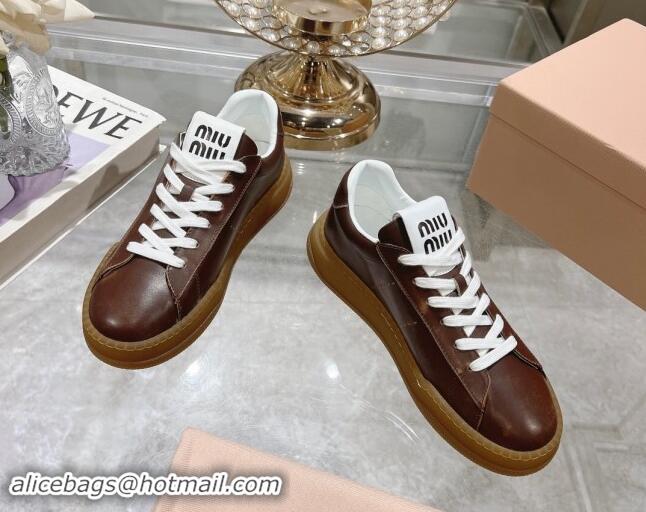 Best Grade Miu Miu Leather Sneakers Brown 813086