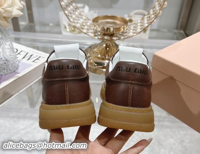 Best Grade Miu Miu Leather Sneakers Brown 813086