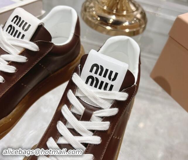 Best Grade Miu Miu Leather Sneakers Brown 813086