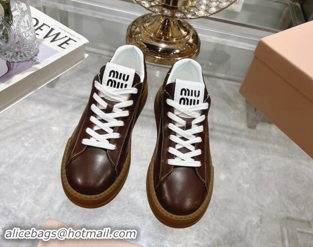 Best Grade Miu Miu Leather Sneakers Brown 813086