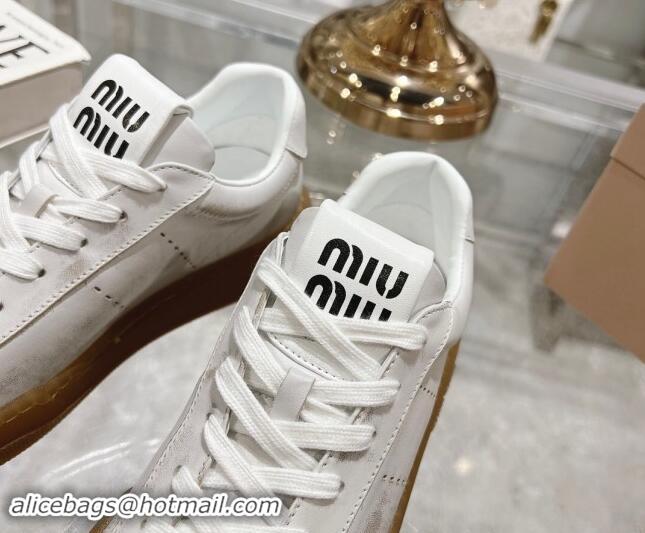 Unique Style Miu Miu Bleached Suede Sneakers White 813088