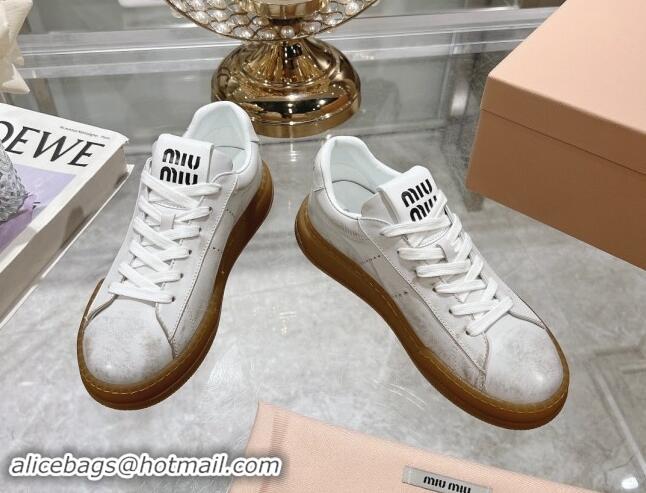 Unique Style Miu Miu Bleached Suede Sneakers White 813088