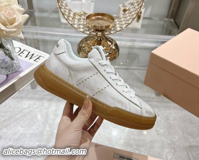 Unique Style Miu Miu Bleached Suede Sneakers White 813088