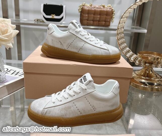 Unique Style Miu Miu Bleached Suede Sneakers White 813088