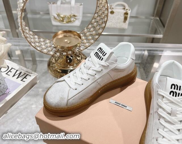 Unique Style Miu Miu Bleached Suede Sneakers White 813088