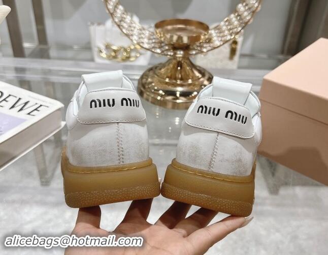 Unique Style Miu Miu Bleached Suede Sneakers White 813088