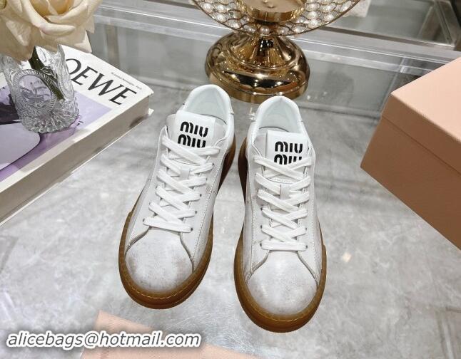 Unique Style Miu Miu Bleached Suede Sneakers White 813088