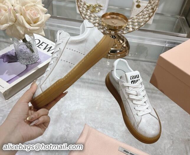 Unique Style Miu Miu Bleached Suede Sneakers White 813088