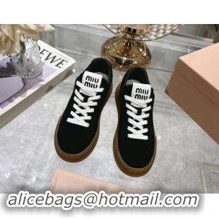 Fashion Miu Miu Suede Sneakers Black 813089