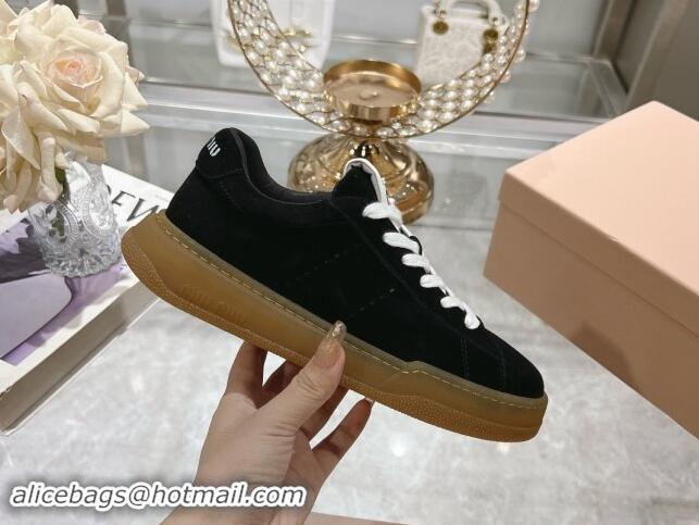 Fashion Miu Miu Suede Sneakers Black 813089