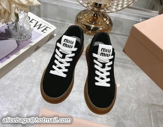 Fashion Miu Miu Suede Sneakers Black 813089