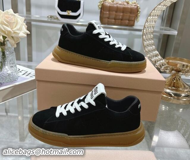 Fashion Miu Miu Suede Sneakers Black 813089