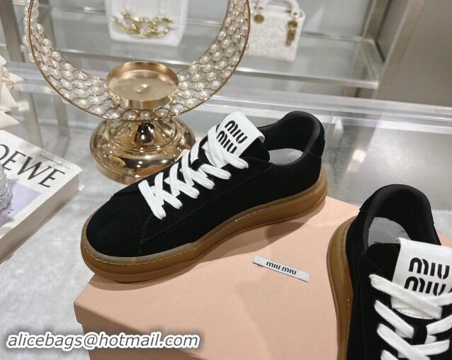 Fashion Miu Miu Suede Sneakers Black 813089