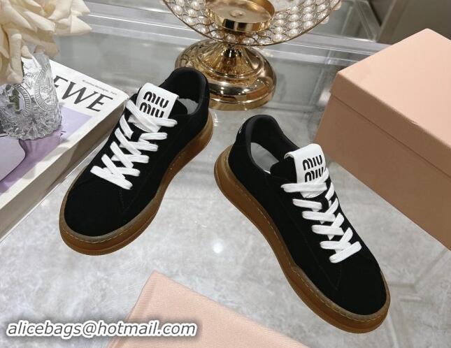 Fashion Miu Miu Suede Sneakers Black 813089