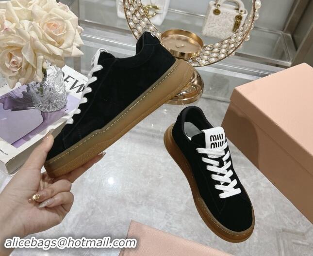 Fashion Miu Miu Suede Sneakers Black 813089