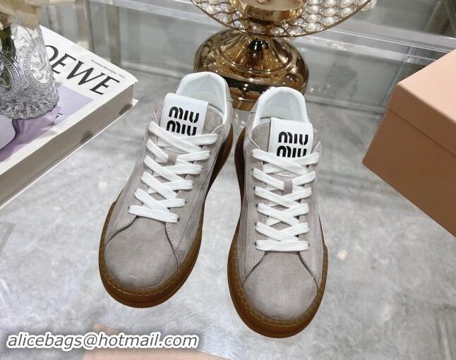 Top Grade Miu Miu Suede Sneakers Grey 813091